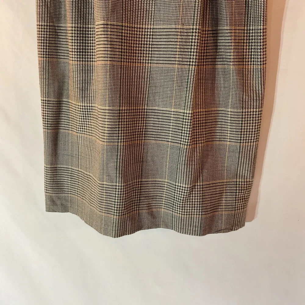 Vintage 4 Petite JH Collectibles Tan Plaid Midi Pencil Skirt USA Womens Union‎
